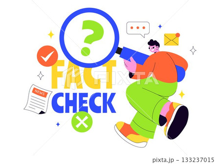 Fact Check Vector Illustration Featuring Myths Vs Facts News For Thorough Evidence Comparison and Accurate Information Review In a Flat Background 133237015