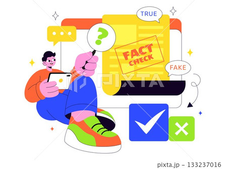 Fact Check Vector Illustration Featuring Myths Vs Facts News For Thorough Evidence Comparison and Accurate Information Review In a Flat Background Fact Check Vector Illustration Featuring Myths Vs Facts News For Thorough Evidence Comparison and Accurate Information Review In a Flat Background 133237016