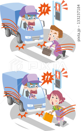 交通安全<師走等の忙しさにうっかり信号無視・12月・トラックドライバー> 交通安全<師走等の忙しさにうっかり信号無視・12月・トラックドライバー> 133237184