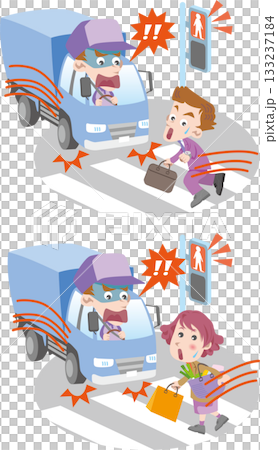 交通安全<師走等の忙しさにうっかり信号無視・12月・トラックドライバー> 交通安全<師走等の忙しさにうっかり信号無視・12月・トラックドライバー> 133237184