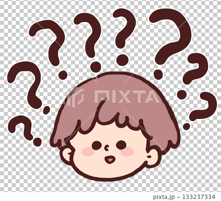 Illustration of a boy surrounded by question marks Illustration of a boy surrounded by question marks 133237334
