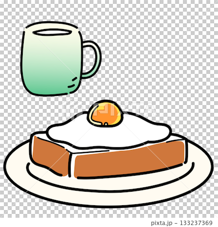 吐司配煎蛋和馬克杯 133237369