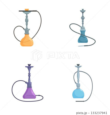 Collection of colorful hookah illustrations 133237941