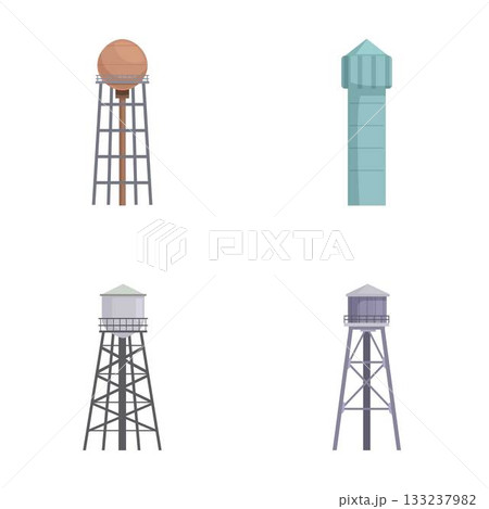 Set of four water tower illustrations Set of four water tower illustrations 133237982