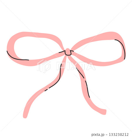 Vector illustration of a bow, gift ribbons. Bowknot in hand drawn and flat styles. Fashionable Hair accessory. Bow knot for gift wrapping 133238212