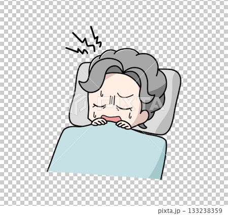 一幅老婦人在睡夢中呻吟的插圖 133238359