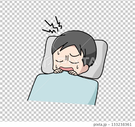 睡眠中にうなされている男性のイラスト 睡眠中にうなされている男性のイラスト 133238361