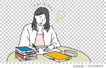 插圖描繪了一位高中女生,她對透過學習可以學到什麼有自己的想法。 插圖描繪了一位高中女生,她對透過學習可以學到什麼有自己的想法。 133238443