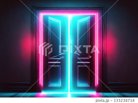 光り輝く抽象的な扉の3dイラスト 133238718