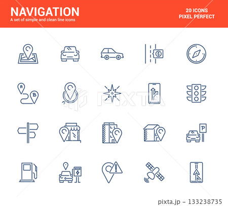Flat line icons design-Navigation 133238735