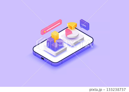 Modern 3d isometric illustration of Data Analysis Modern 3d isometric illustration of Data Analysis 133238737