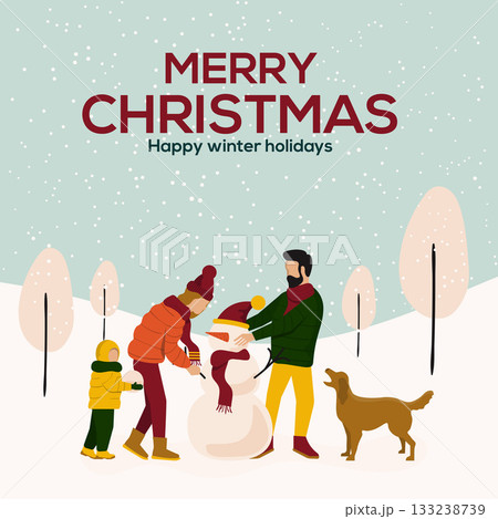 Cristmas cards design flat illustration 3 133238739