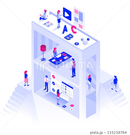 Flat color Modern Isometric Illustration design - Education Flat color Modern Isometric Illustration design - Education 133238764