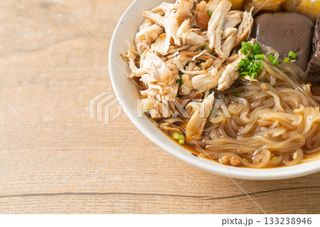 Stewed Chicken Noodle Soup Bowl 133238946