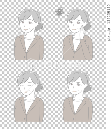 Senior woman in suit facial expression set Senior woman in suit facial expression set 133239130