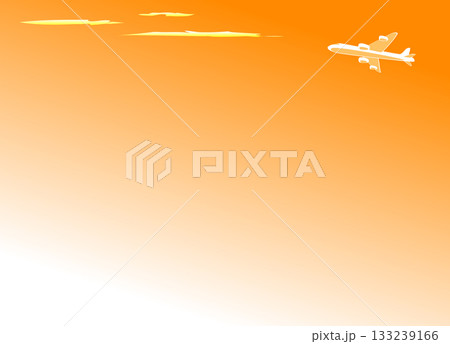 背景付き飛行機　オレンジ 133239166