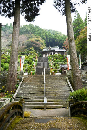 【南関町「大津山阿蘇神社」参道石段と拝殿】 133239424