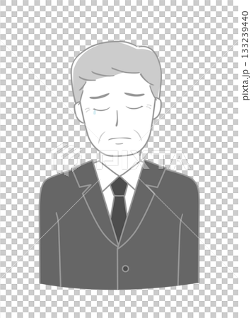 悲しむ喪服のシニア男性 悲しむ喪服のシニア男性 133239440