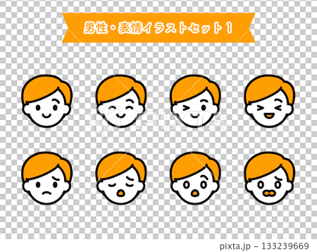 Person, man, facial expression illustration set 08 Person, man, facial expression illustration set 08 133239669