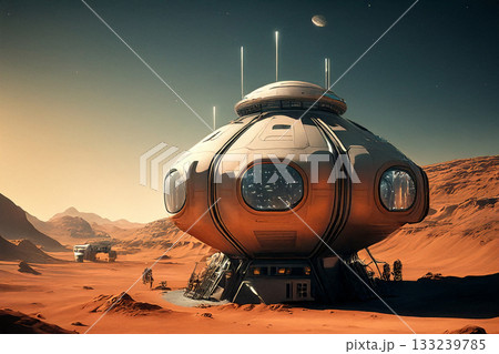 宇宙基地のイメージ　(生成AIイラスト) 133239785