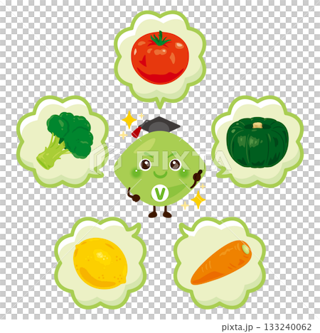 一組富含各種維生素和礦物質的食物角色插畫 133240062