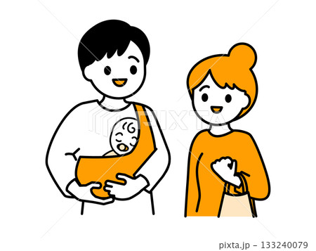赤ちゃんを連れた夫婦04 赤ちゃんを連れた夫婦04 133240079