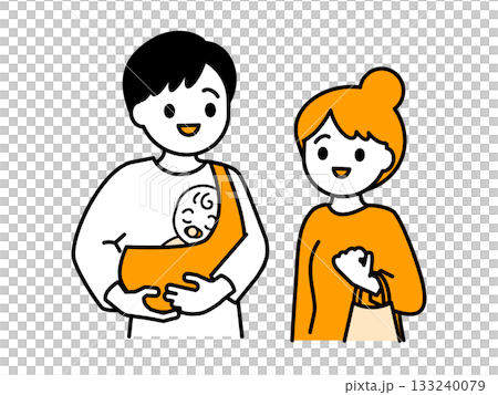 赤ちゃんを連れた夫婦04 赤ちゃんを連れた夫婦04 133240079