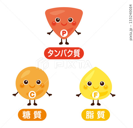 三大栄養素のキャラクターイラストセット 日本語 三大栄養素のキャラクターイラストセット 日本語 133240084