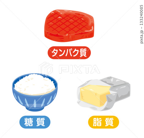 三大栄養素の食品イラストセット　日本語 133240085