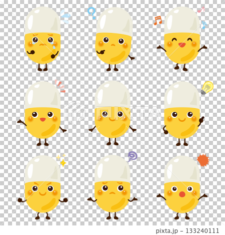 Capsule medicine character illustration facial expression set 133240111