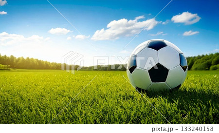 サッカーのイメージ 青空 芝生 おしゃれ 背景素材 16:9サイズ サッカーのイメージ 青空 芝生 おしゃれ 背景素材 16:9サイズ 133240158