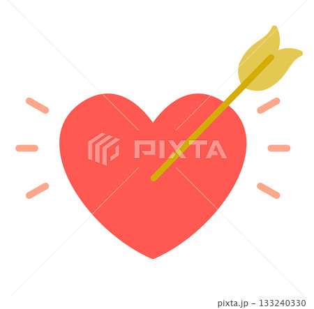恋の矢がハートに命中するアイコン 恋の矢がハートに命中するアイコン 133240330