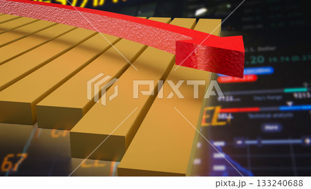 The Chart and arrow for Business concept 3d Rendering. 133240688
