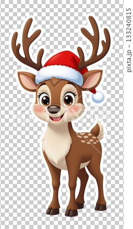 Christmas reindeer wearing Santa Claus hat... - Stock Illustration ...