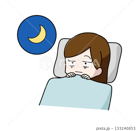 目がさえて眠れない女性のイラスト 目がさえて眠れない女性のイラスト 133240853