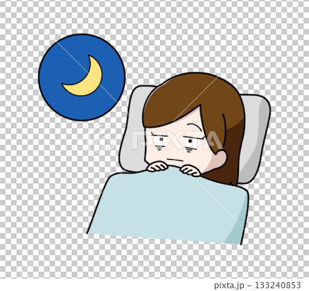 目がさえて眠れない女性のイラスト 目がさえて眠れない女性のイラスト 133240853