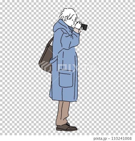 カメラを構える男性の秋冬ファッションイラスト(カラー) カメラを構える男性の秋冬ファッションイラスト(カラー) 133241008