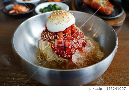 Spicy Korean Cold Noodles with Sliced Pollock (Korean Bibim Naengmyeon) Spicy Korean Cold Noodles with Sliced Pollock (Korean Bibim Naengmyeon) 133241097
