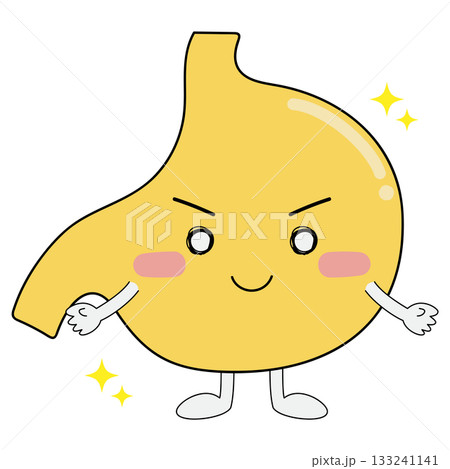 胃キャラクター　両手を広げて笑顔 133241141