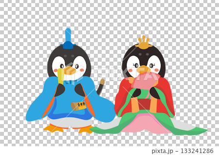 お内裏様ペンギンの立ち姿のイラスト お内裏様ペンギンの立ち姿のイラスト 133241286