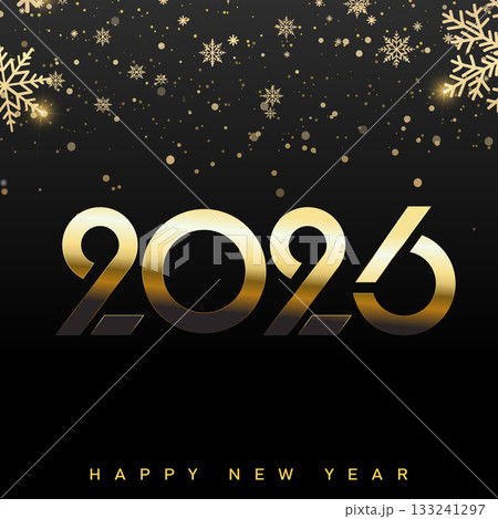 Elegant New Year 2026 clock, glitter, and snowflakes. Vector Elegant New Year 2026 clock, glitter, and snowflakes. Vector 133241297