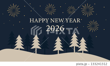 Happy New Year 2026 Winter Celebration Card 133241312