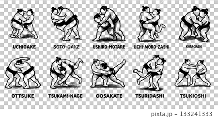 相撲技法アイコンセット(10種類)、Sumo Technique Icon Set (10 Type 相撲技法アイコンセット(10種類)、Sumo Technique Icon Set (10 Type 133241333