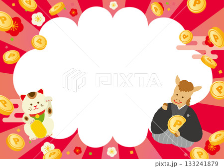 招き猫と午のポイント背景 133241879