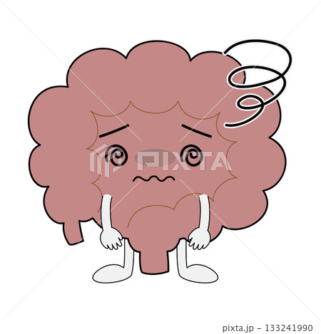 腸キャラクター　両手を下げて困る、弱る 133241990