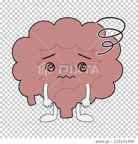 腸キャラクター　両手を下げて困る、弱る 133241990