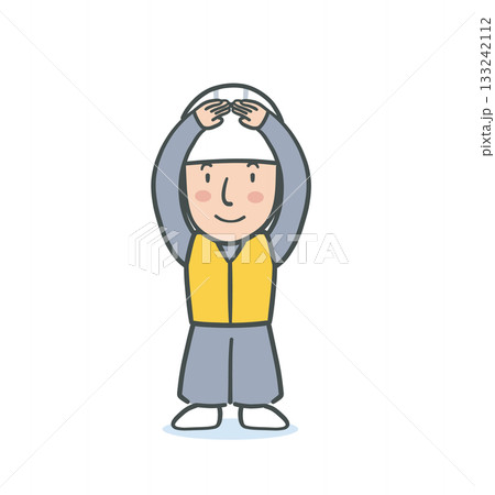 手で大きな丸を作る作業服を着た男性のイラスト素材 133242112