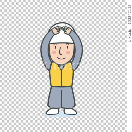 手で大きな丸を作る作業服を着た男性のイラスト素材 133242112