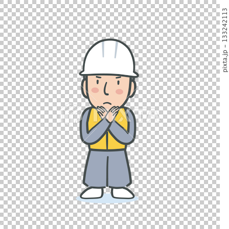 手でバッテンを作る作業服を着た男性のイラスト素材 手でバッテンを作る作業服を着た男性のイラスト素材 133242113