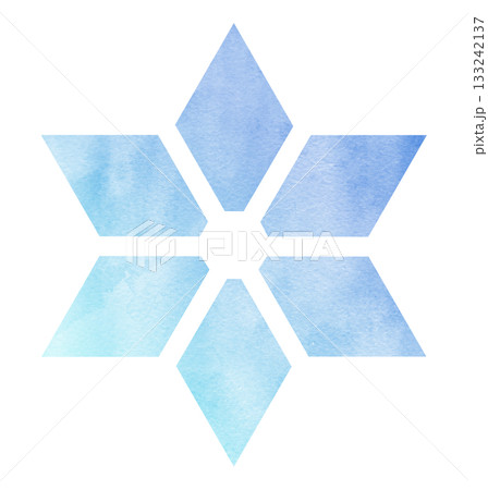 雪の結晶の手描きアイコンイラスト 水彩 グラデーション 雪の結晶の手描きアイコンイラスト 水彩 グラデーション 133242137
